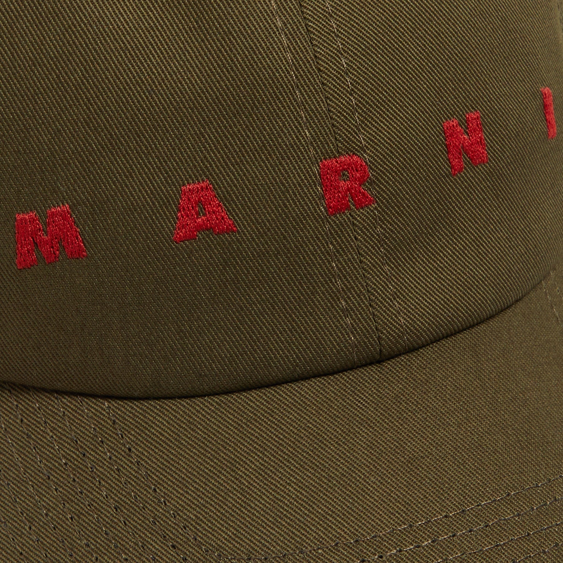MARNI Embroidered Logo Organic Gabardine Baseball Cap (Deep Sage) Hats
