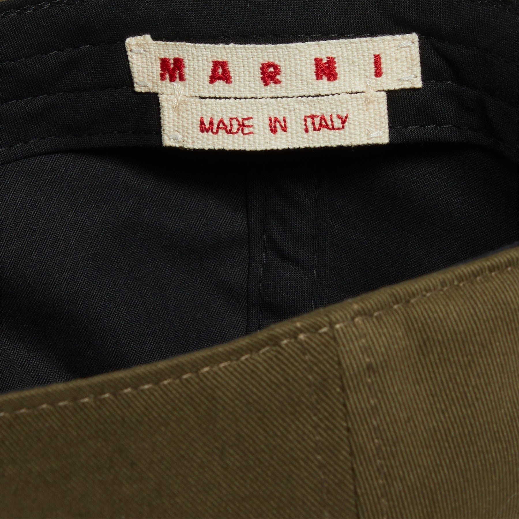 MARNI Embroidered Logo Organic Gabardine Baseball Cap (Deep Sage) Hats