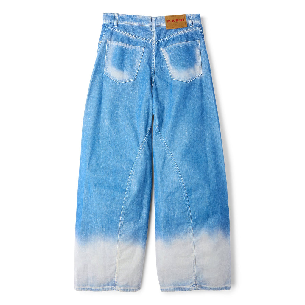 MARNI Flocked Denim Twist Jeans (Iris Blue) Trousers