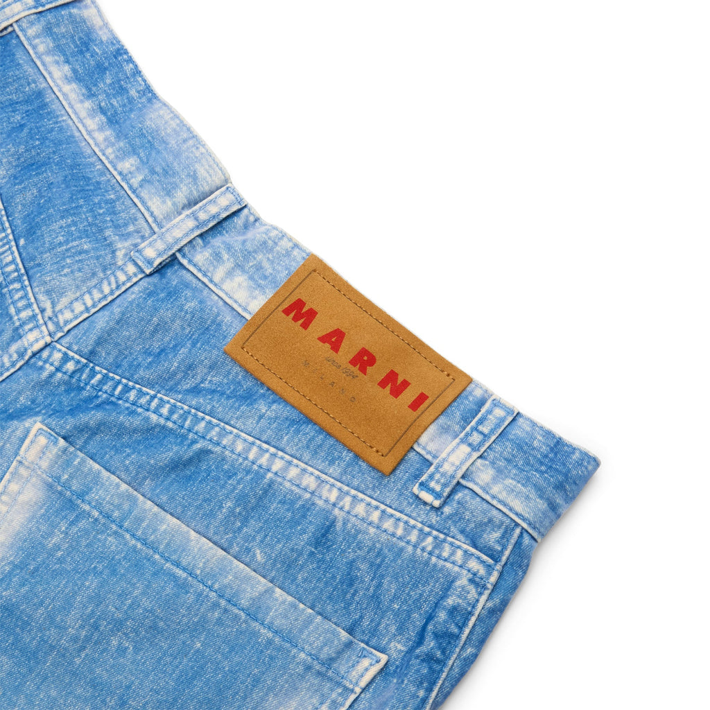 MARNI Flocked Denim Twist Jeans (Iris Blue) Trousers