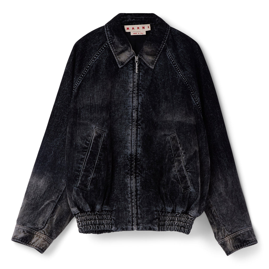 MARNI Flocked Denim Bomber Jacket (Black) Top