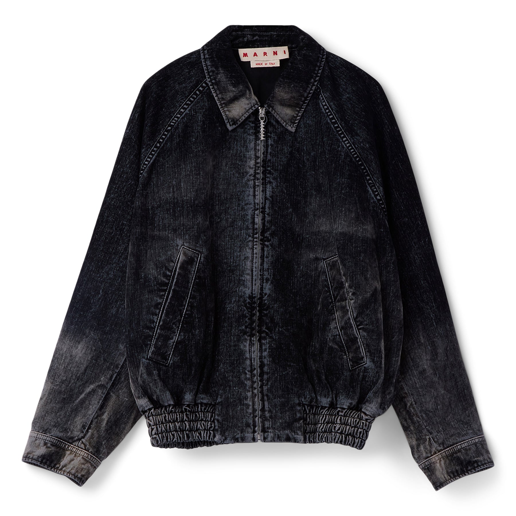MARNI Flocked Denim Bomber Jacket (Black) Top