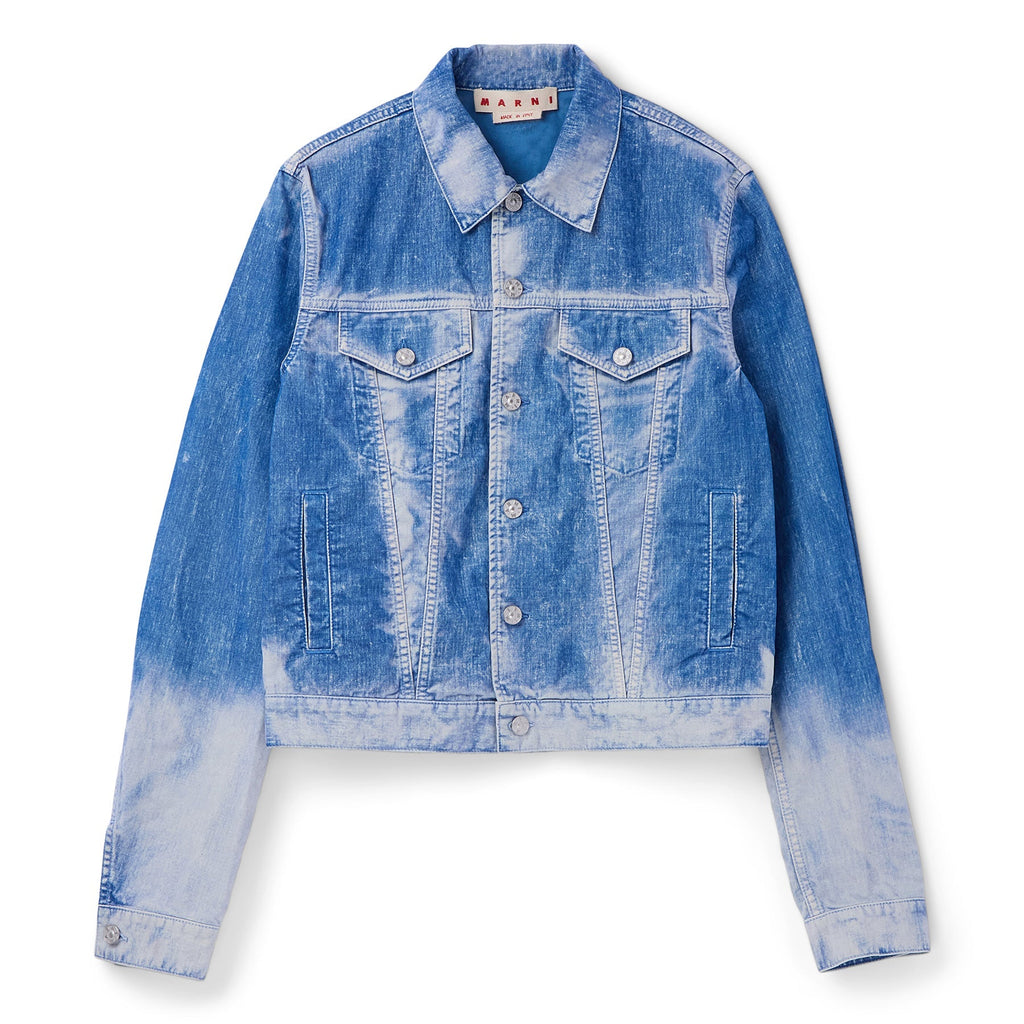 MARNI Flocked Denim Trucker Jacket (Iris blue) Top