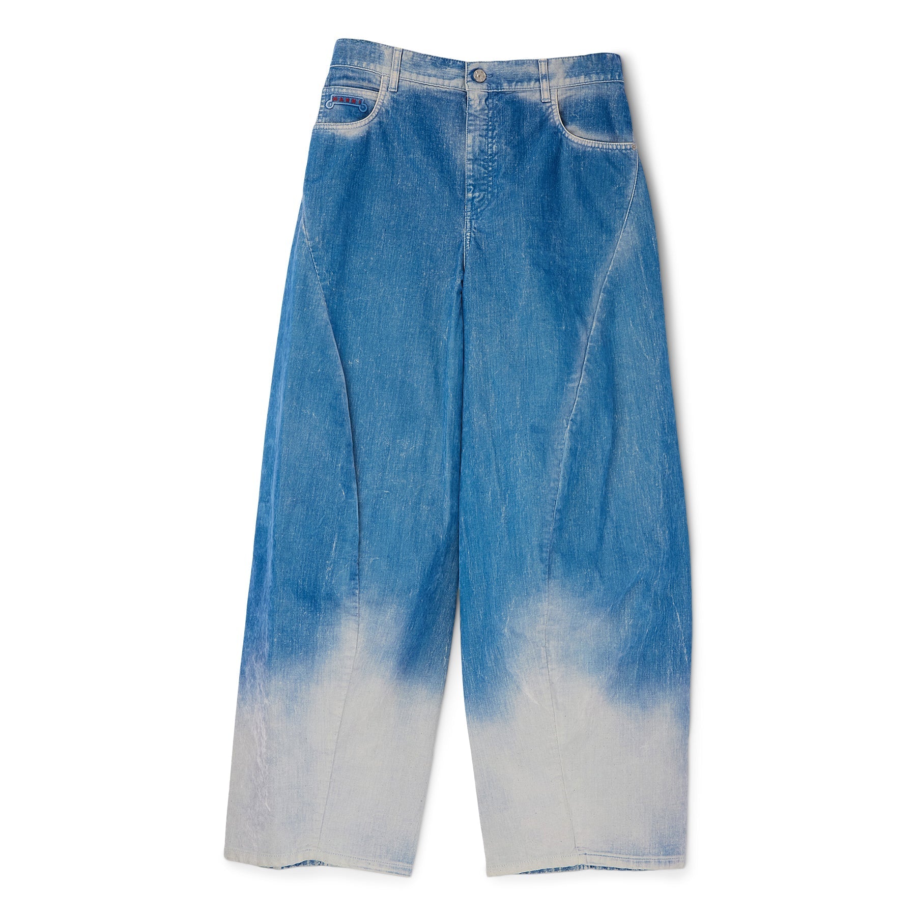 MARNI Flocked Denim Twisted Jeans (Iris Blue) Trousers