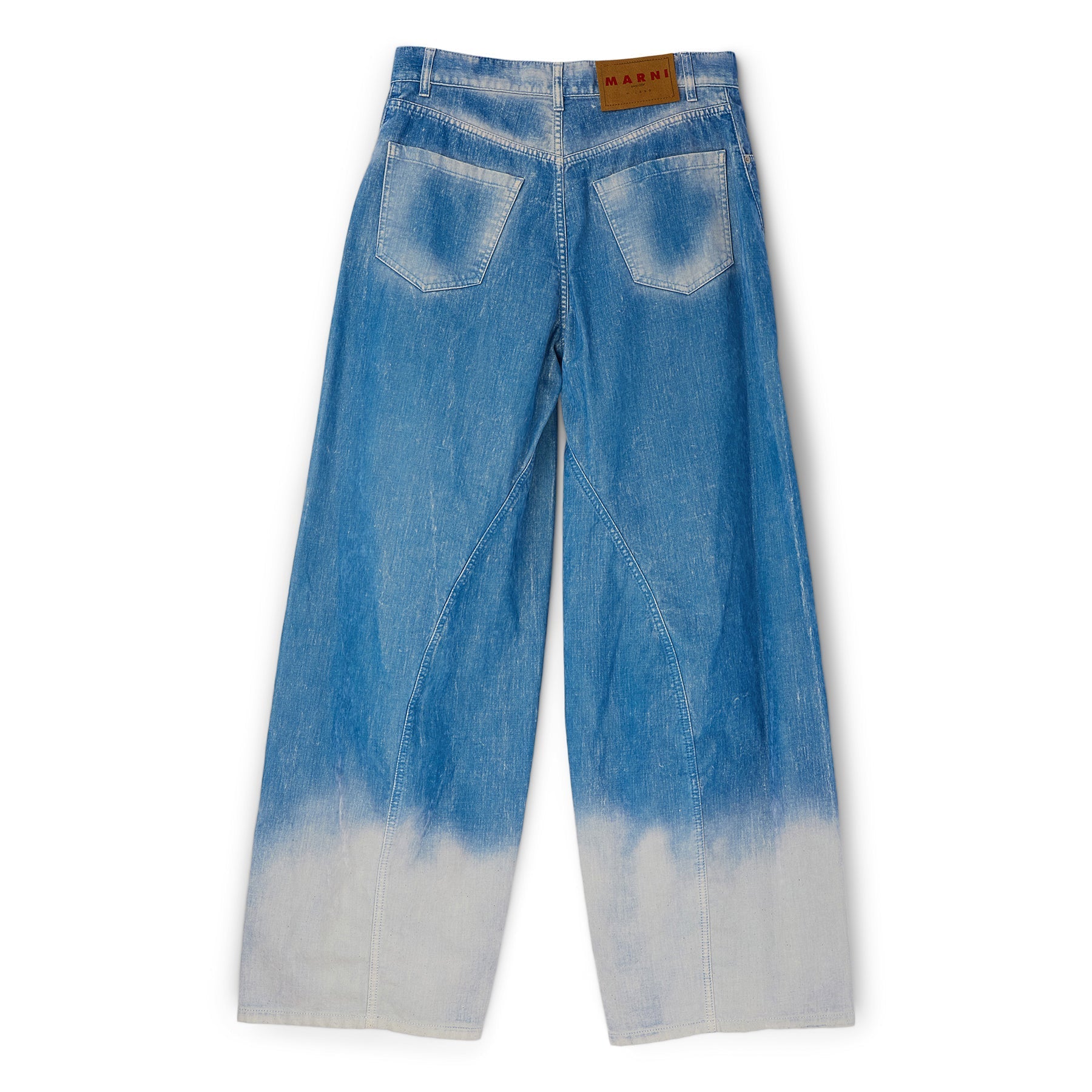 MARNI Flocked Denim Twisted Jeans (Iris Blue) Trousers