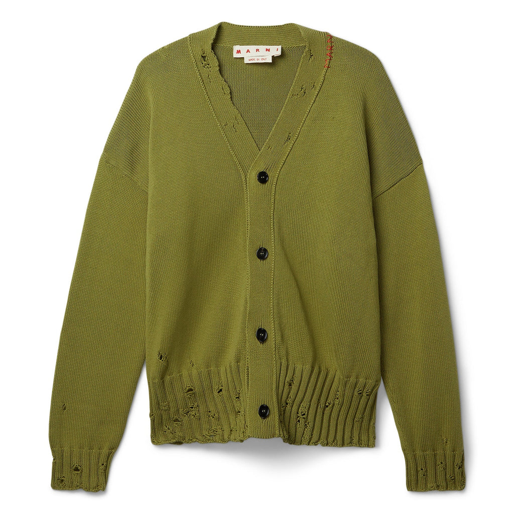 MARNI Symbol Cotton Cardigan (Grass) Top