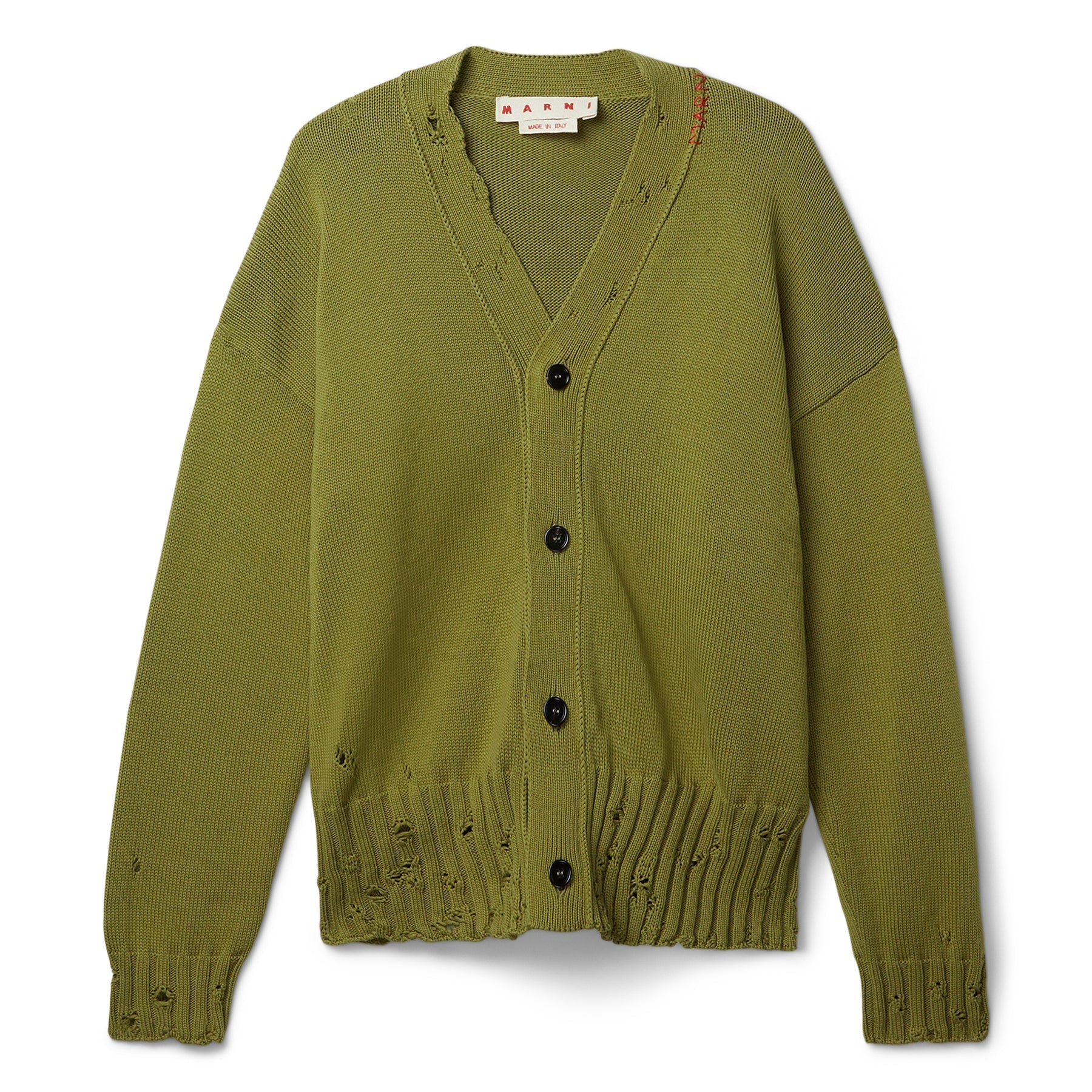 MARNI Symbol Cotton Cardigan (Grass) Top