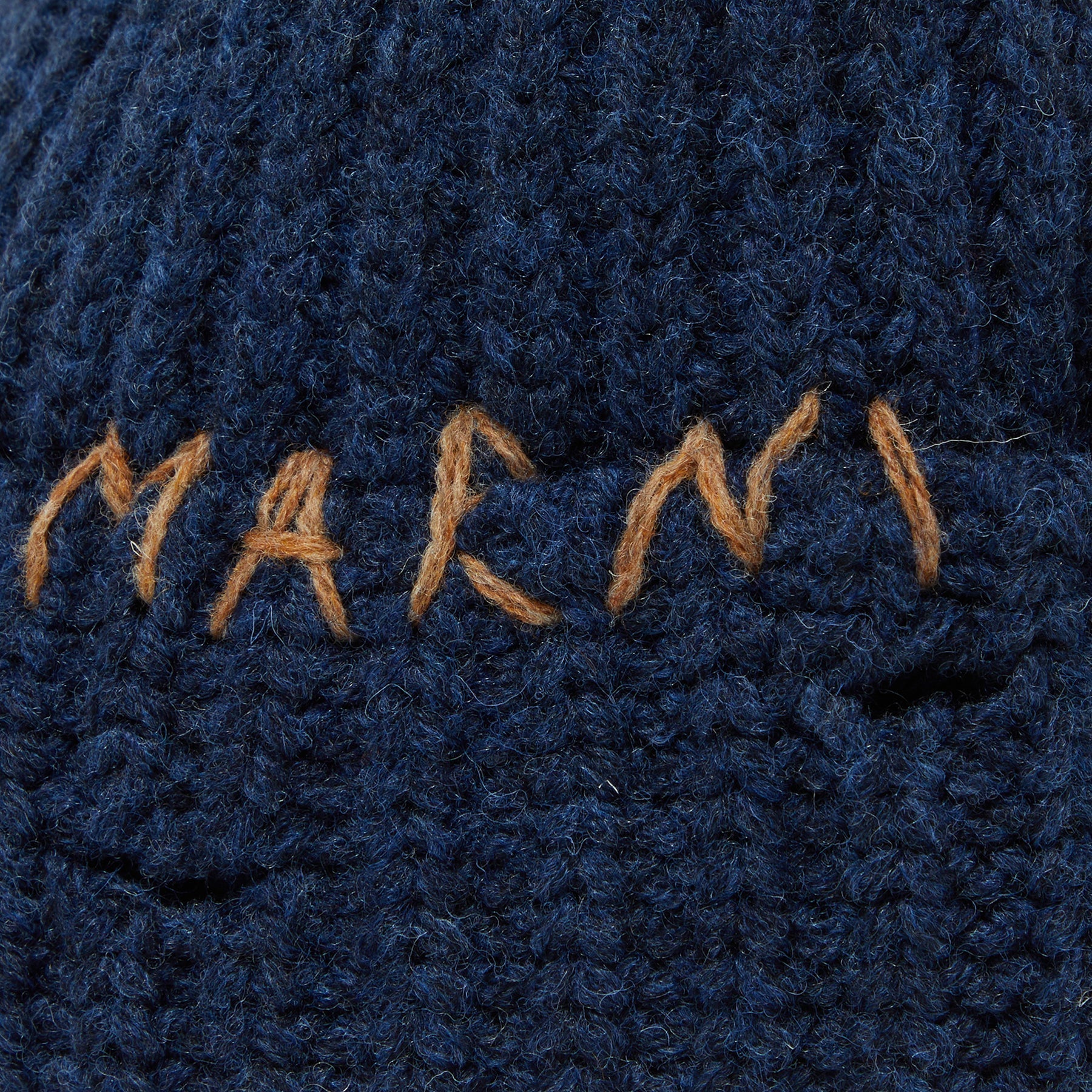 MARNI Hand-Stitched Logo Ribbed Beanie (Cornflower) Hats