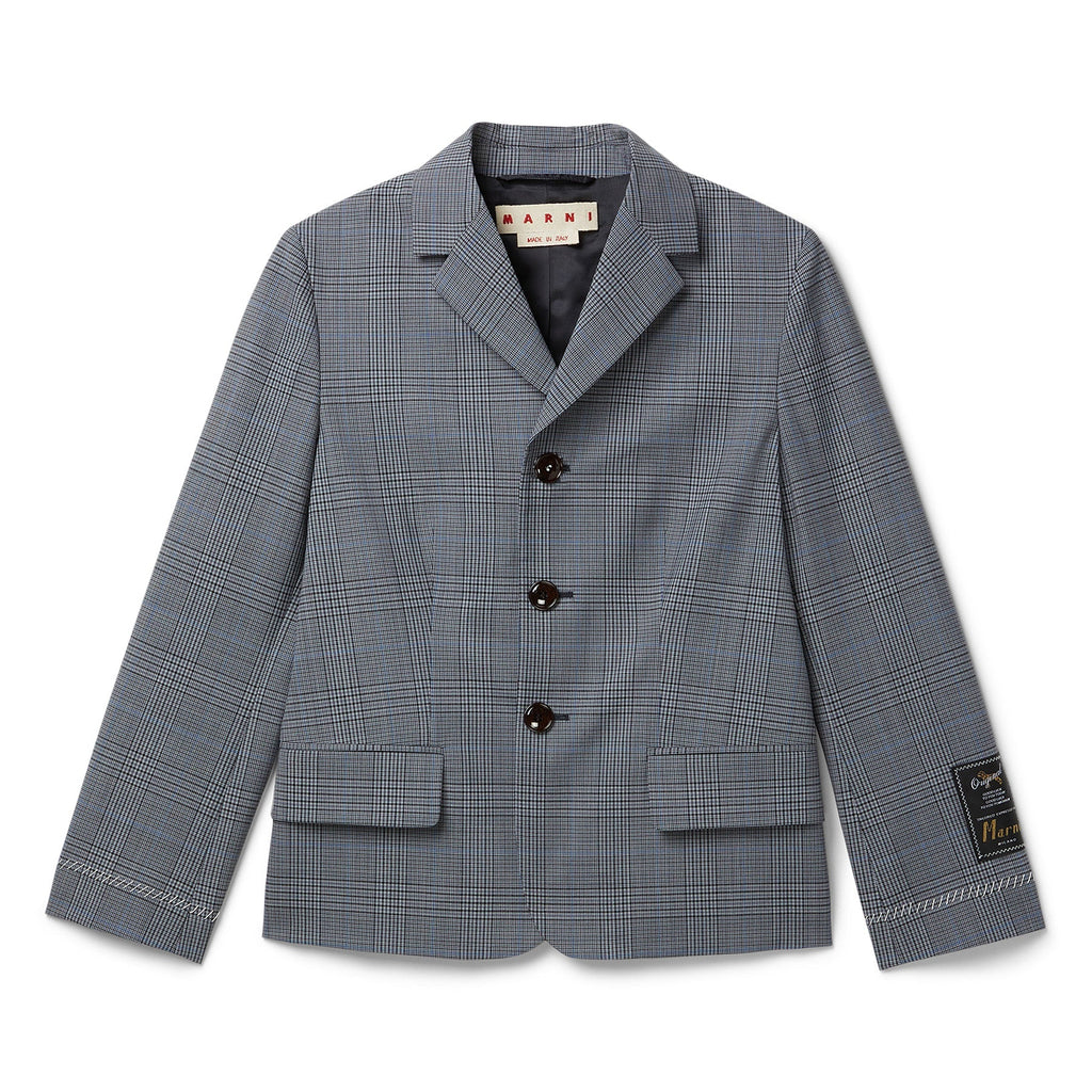 MARNI Prince of Wales Wool Check Cropped Jacket (Truffle) Top