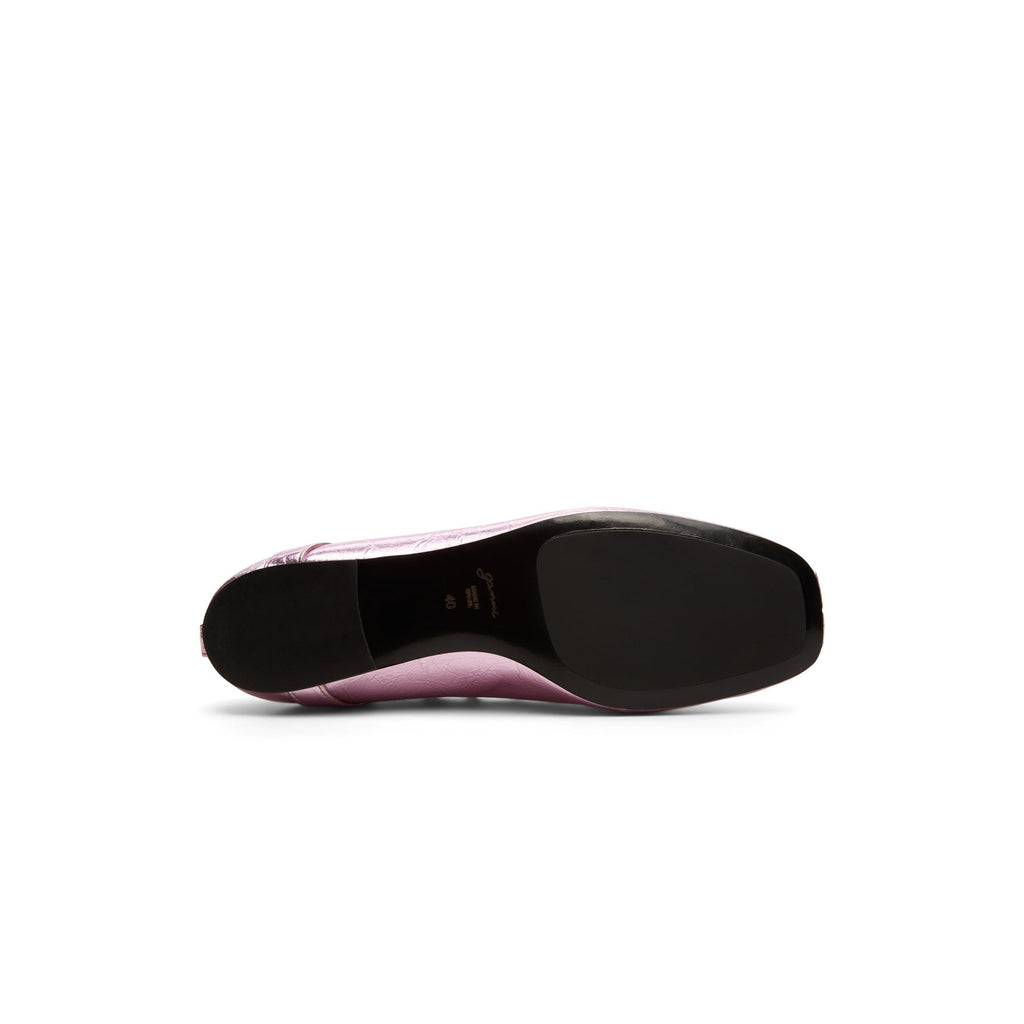 ganni-eyelets-lace-up-ballerina-crinkle-metallic-cameo-pink  Footwear