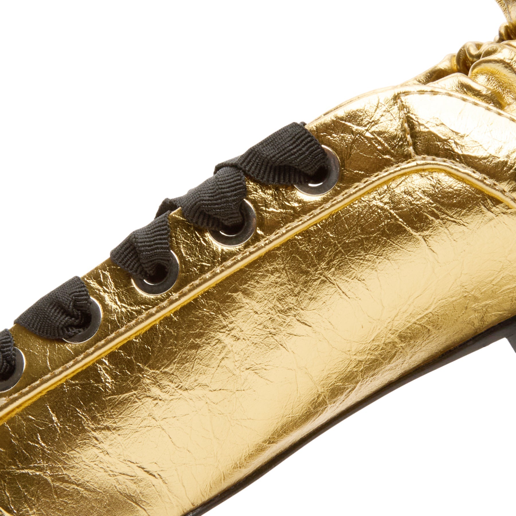 ganni-eyelets-lace-up-ballerina-crinkle-metallic-gold  Footwear