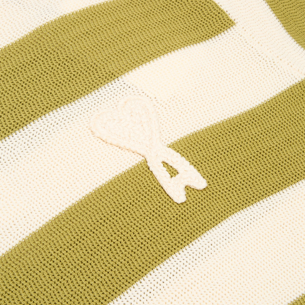 AMI Short Sleeves Polo With AMI De Coeur Patch (Blanc creme/Matcha) Top