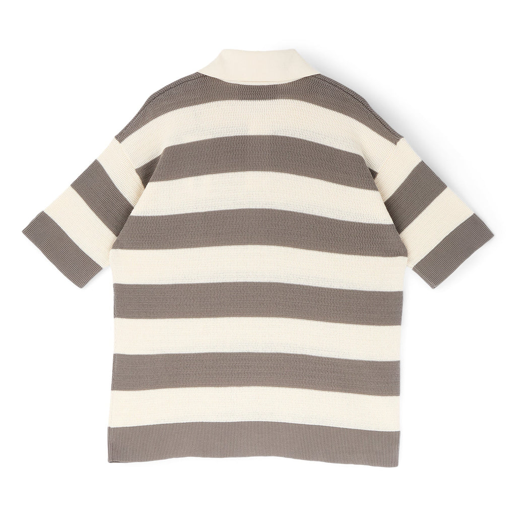 AMI Short Sleeves Polo With AMI De Coeur Patch (Blanc creme/Carbone) Top