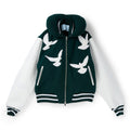 3.Paradis Flying Dove Pillow Neck Varsity Jacket (Green) Top