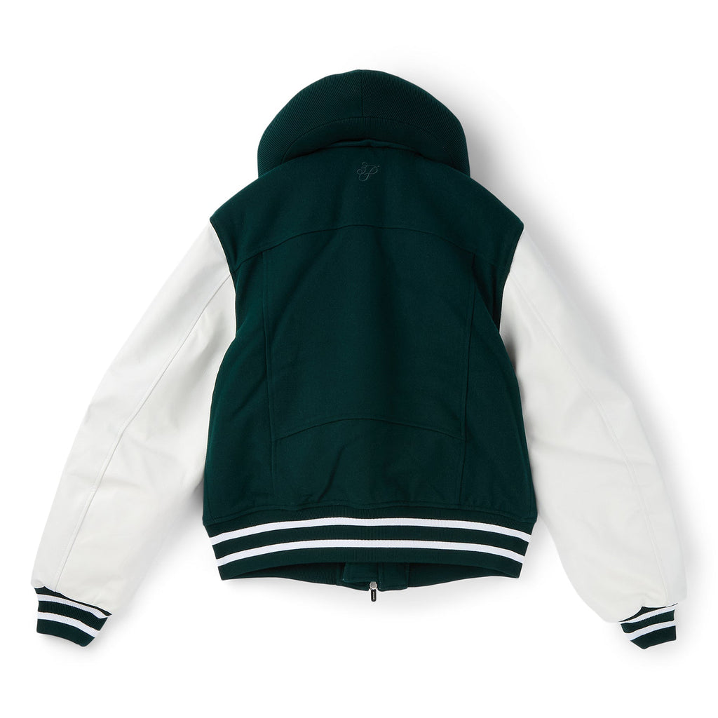 3.Paradis Flying Dove Pillow Neck Varsity Jacket (Green) Top