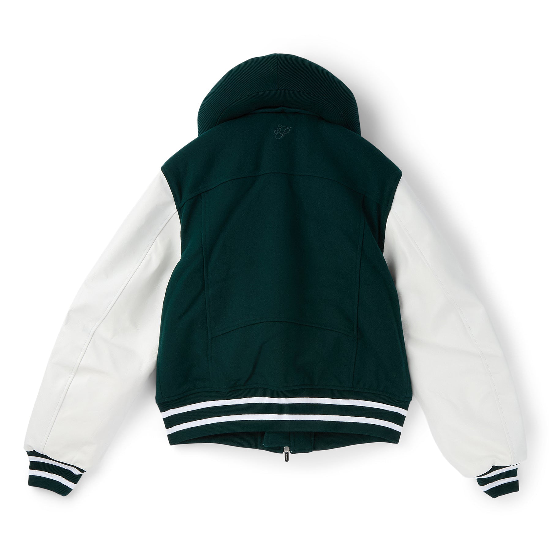 3.Paradis Flying Dove Pillow Neck Varsity Jacket (Green) Top