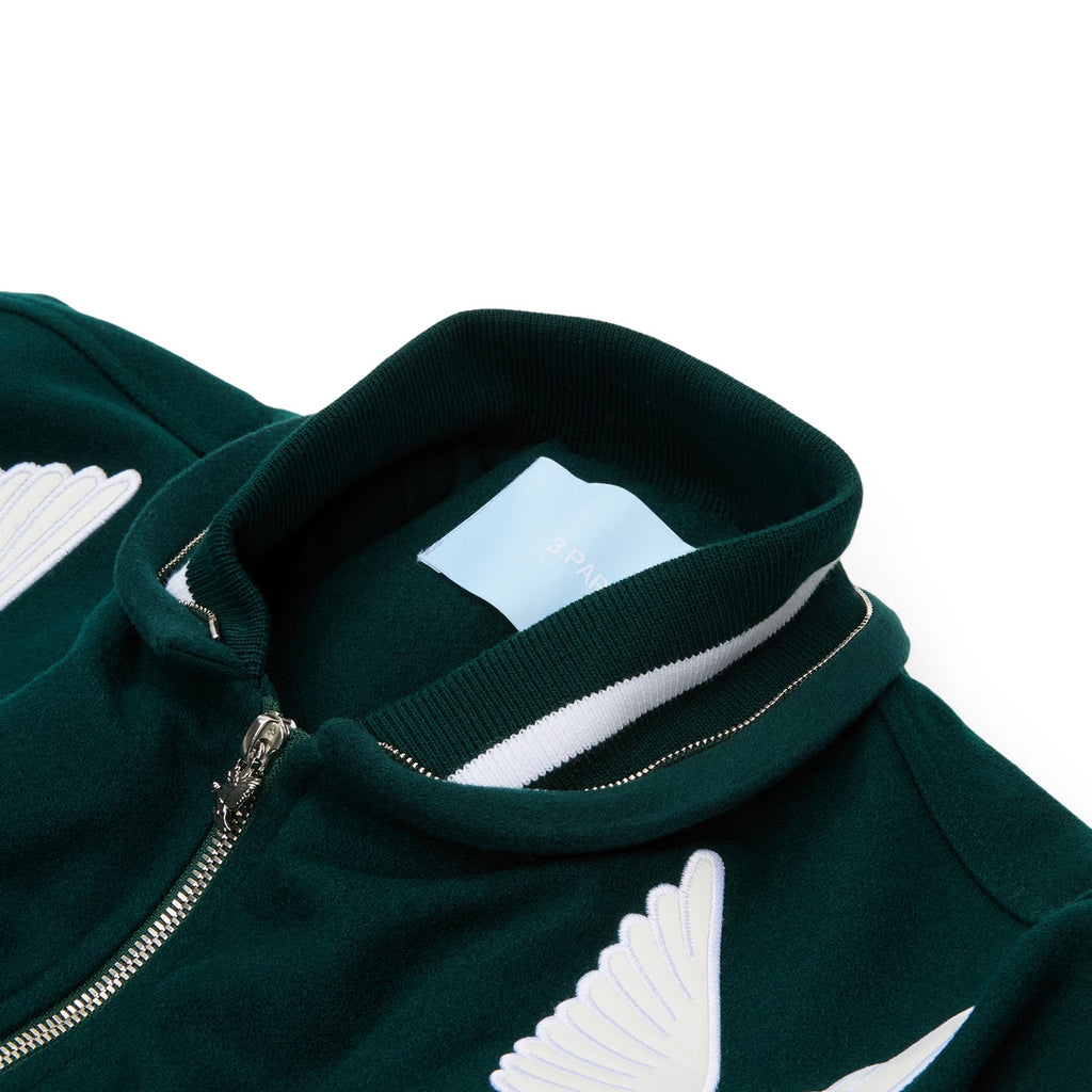 3.Paradis Flying Dove Pillow Neck Varsity Jacket (Green) Top