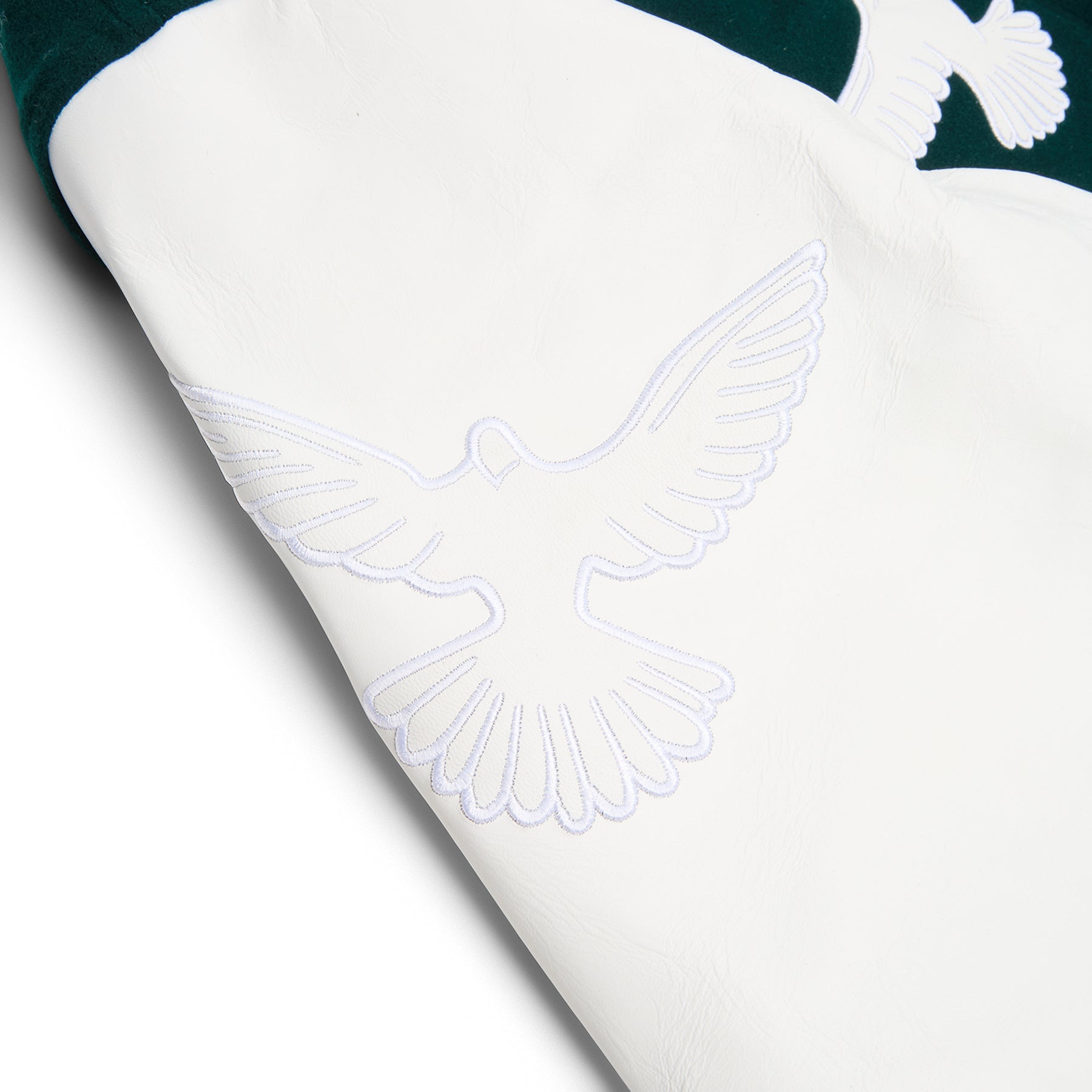 3.Paradis Flying Dove Pillow Neck Varsity Jacket (Green) Top