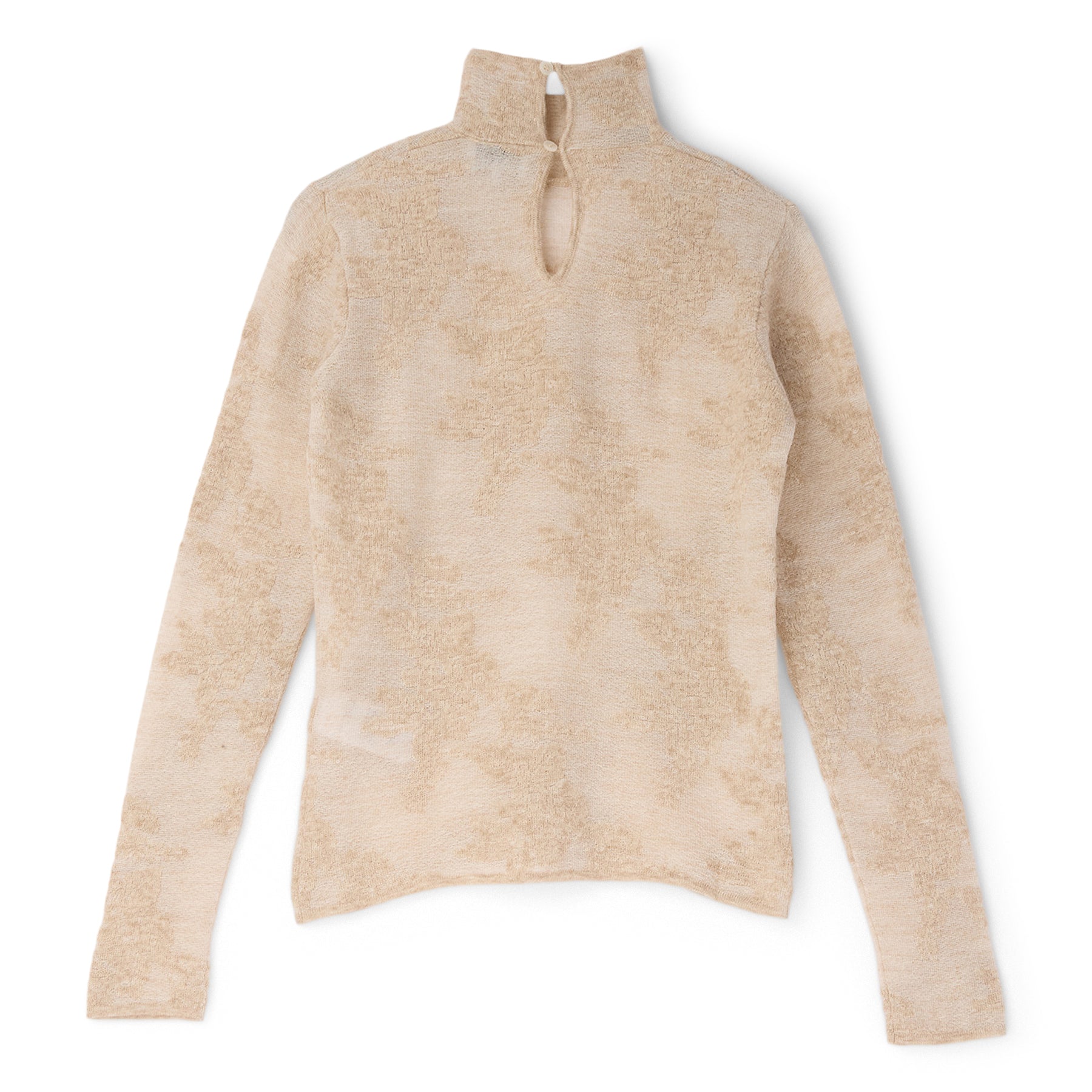 GANNI Sheer Flower Jacquard Mockneck (Sand) Top