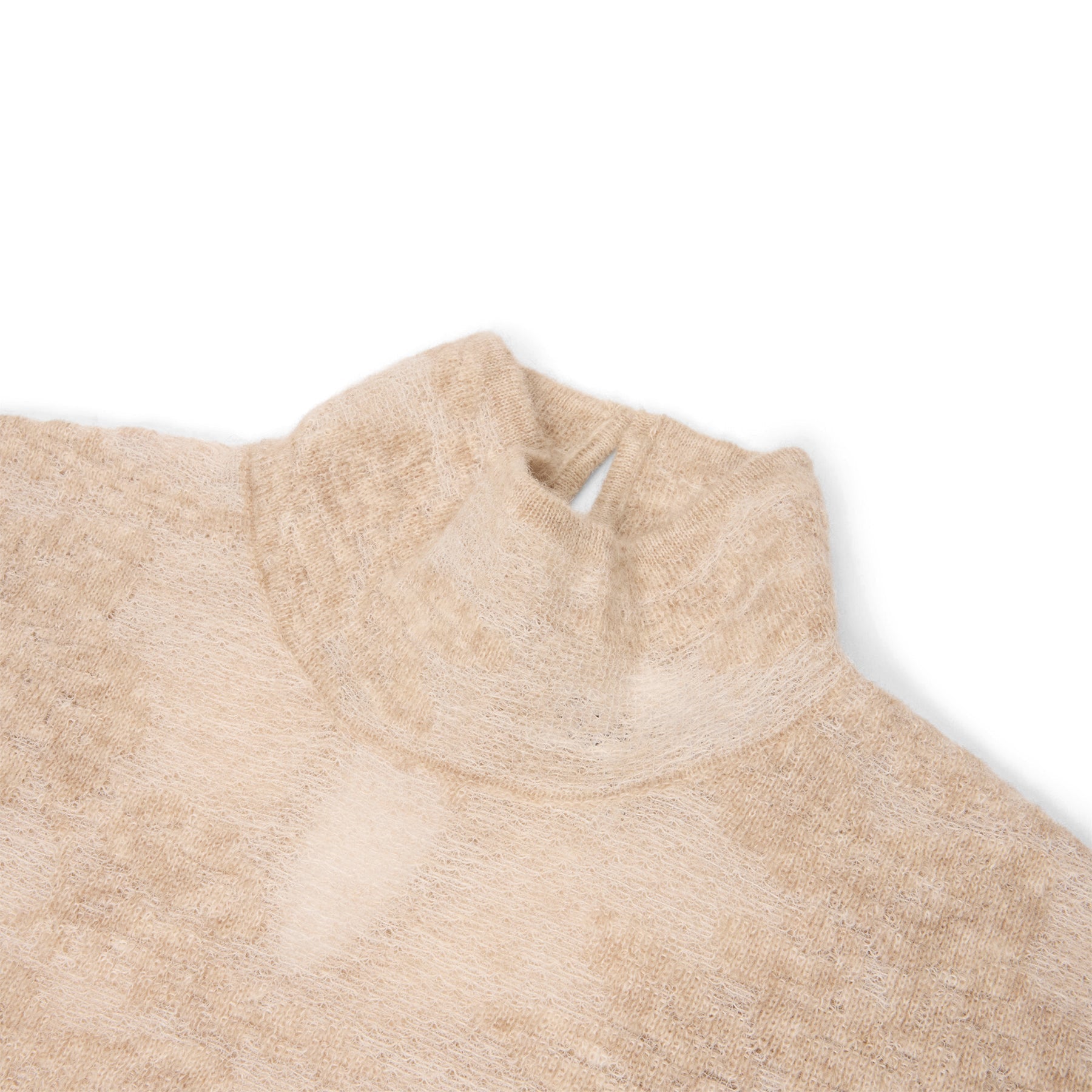 GANNI Sheer Flower Jacquard Mockneck (Sand) Top