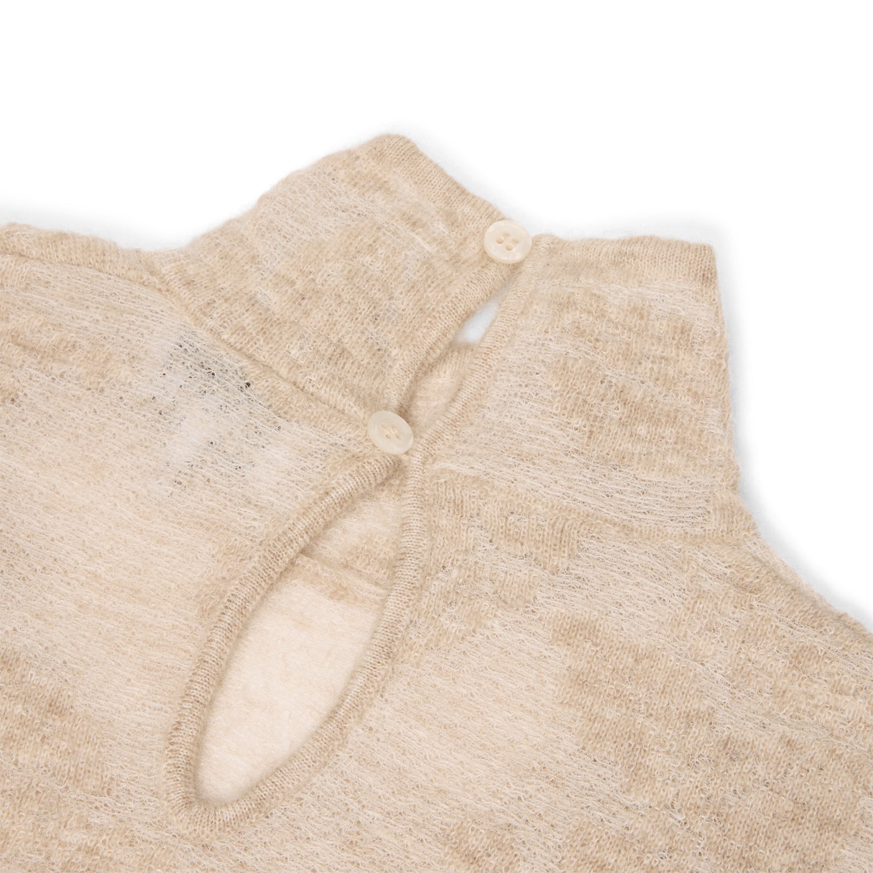 GANNI Sheer Flower Jacquard Mockneck (Sand) Top