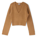 GANNI Wool Yak Mix Deep V-Neck (Tiger's Eye) Top