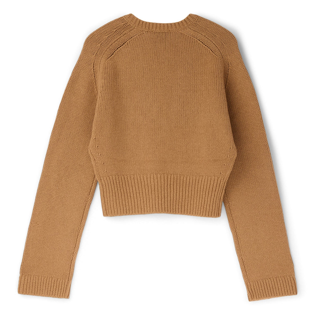 GANNI Wool Yak Mix Deep V-Neck (Tiger's Eye) Top