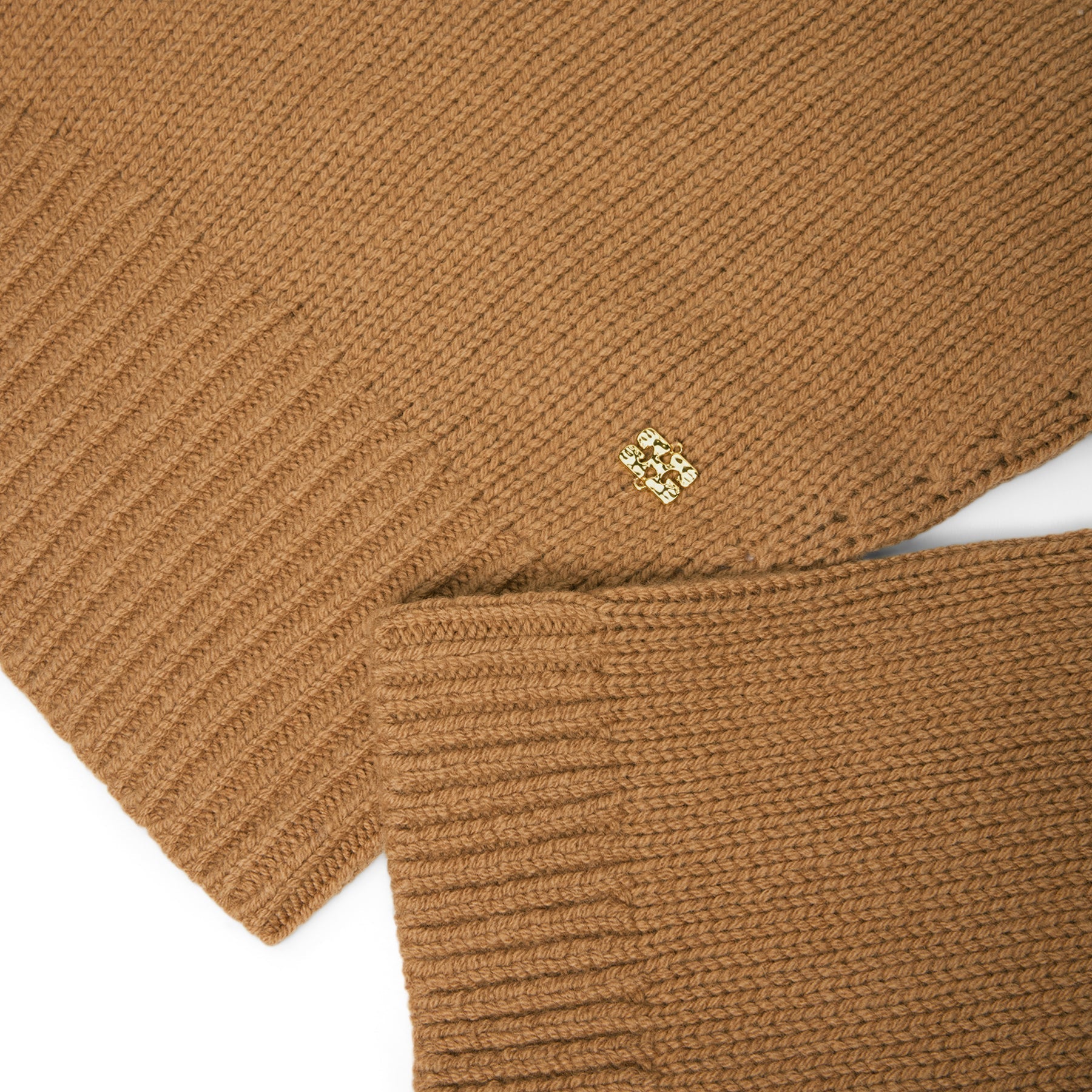 GANNI Wool Yak Mix Deep V-Neck (Tiger's Eye) Top