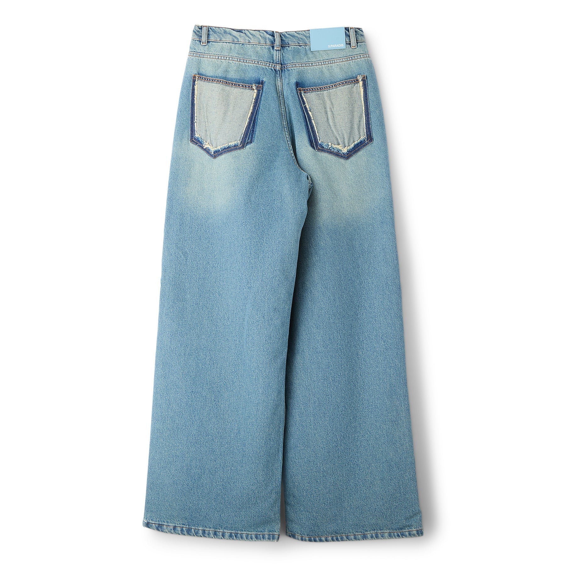 3.Paradis Wide Leg Padded Jeans (Washedblue) Trousers