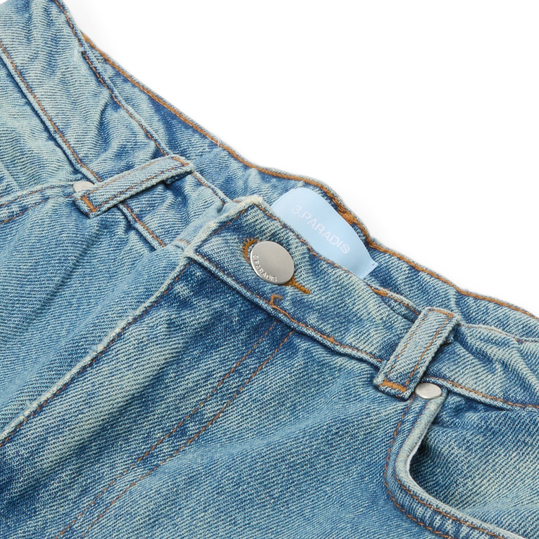 3.Paradis Wide Leg Padded Jeans (Washedblue) Trousers
