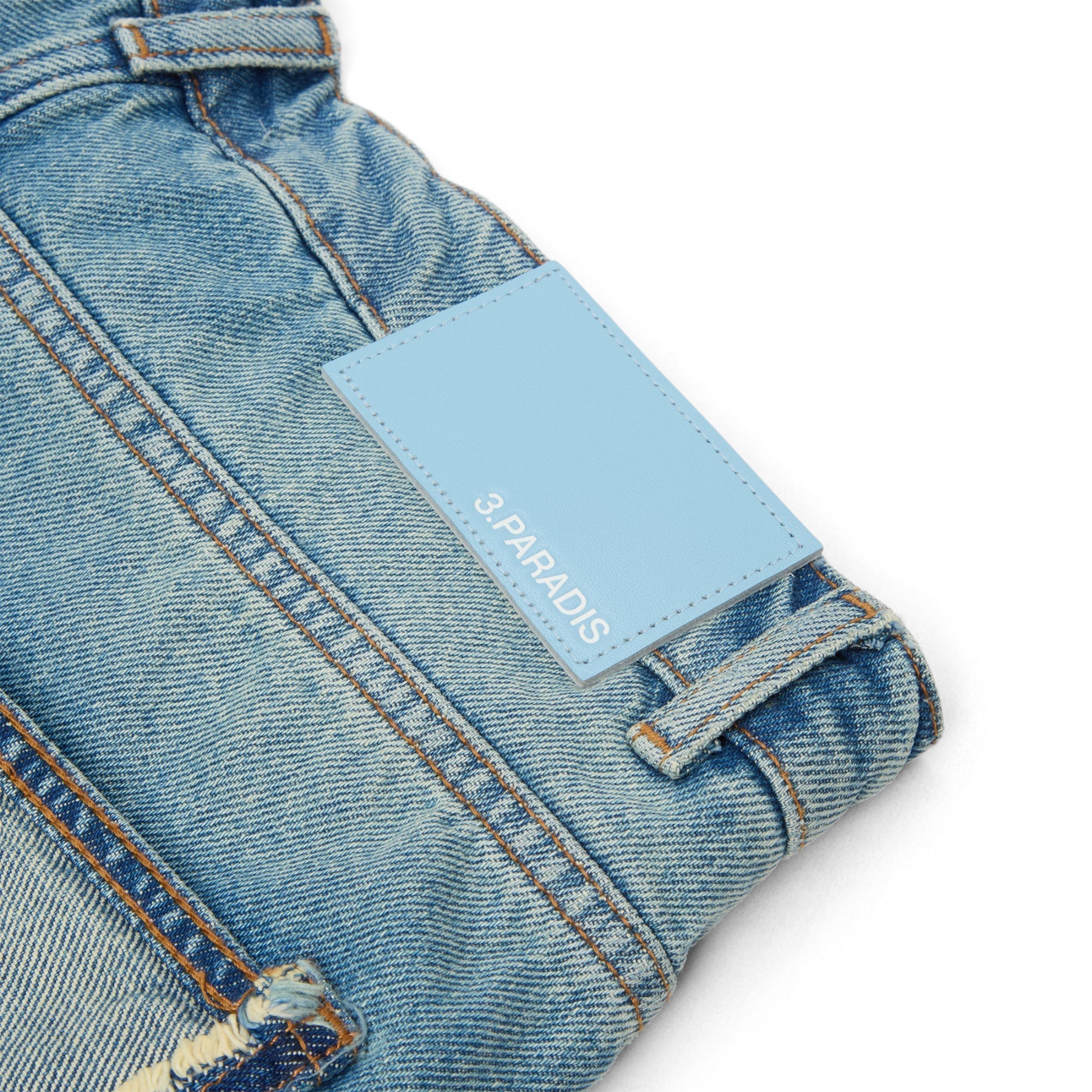 3.Paradis Wide Leg Padded Jeans (Washedblue) Trousers