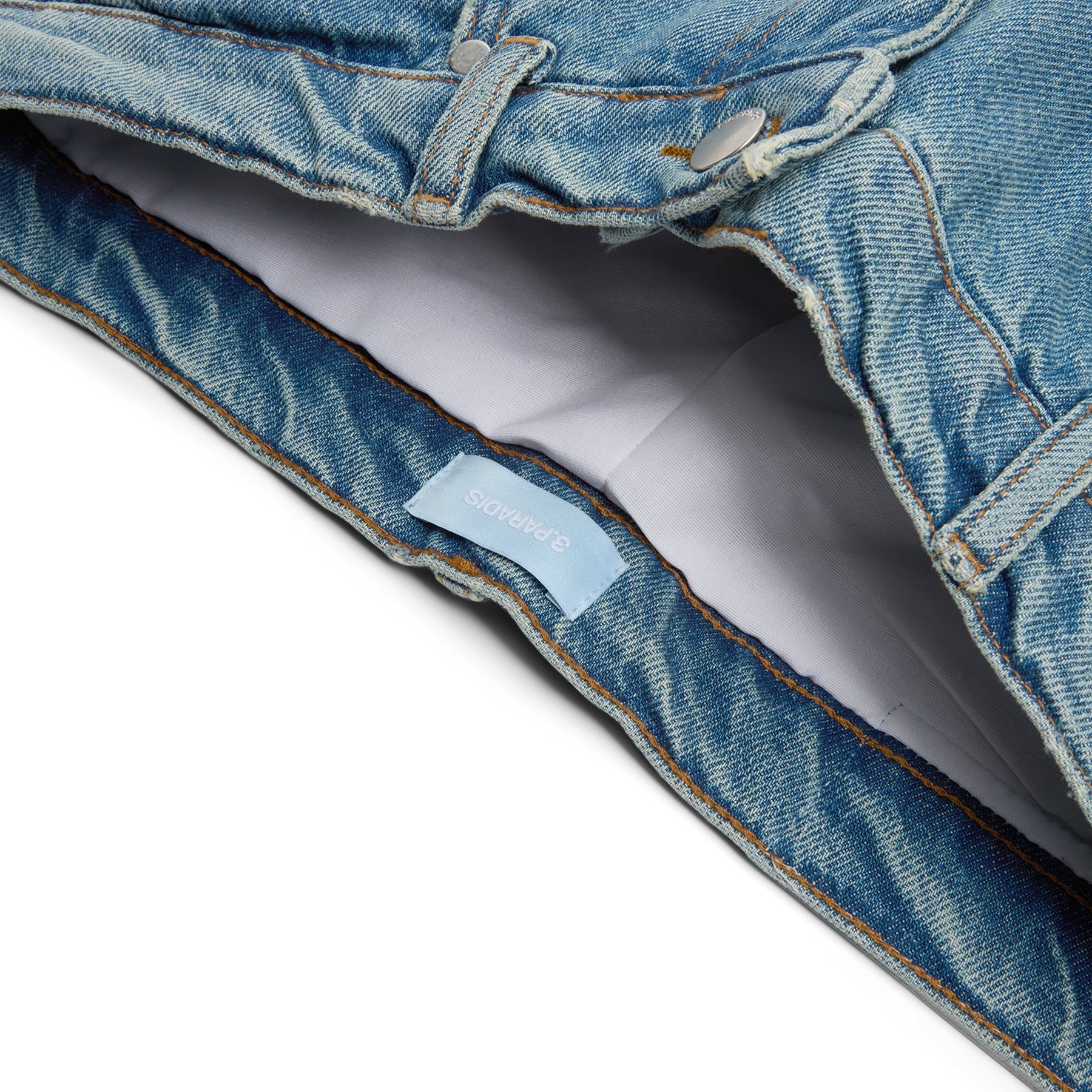 3.Paradis Wide Leg Padded Jeans (Washedblue) Trousers