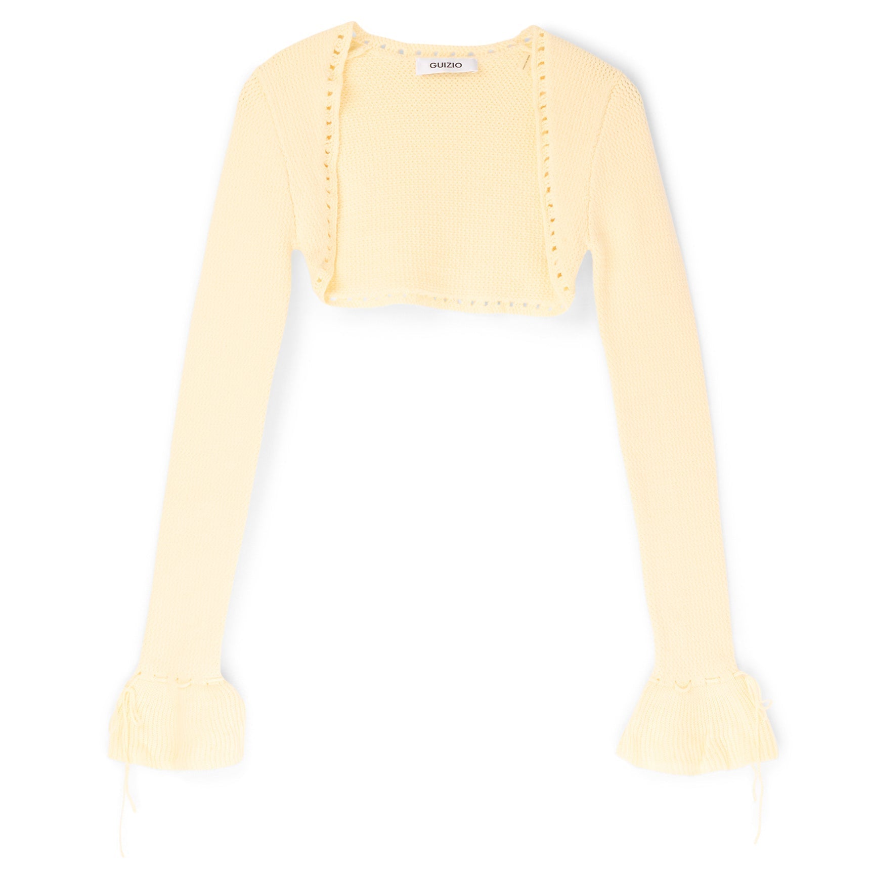 Danielle Guizio Crochet Ruffle Sleeve Bolero (Honey butter) Top
