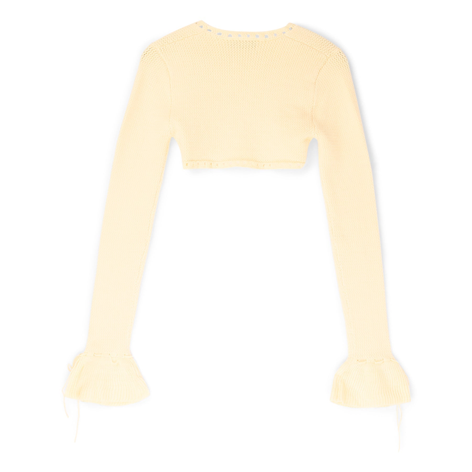 Danielle Guizio Crochet Ruffle Sleeve Bolero (Honey butter) Top