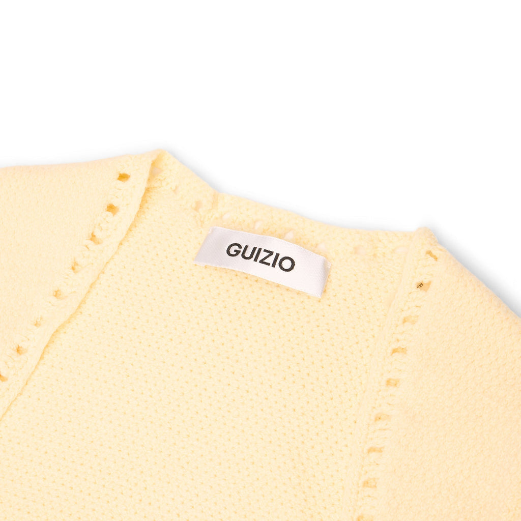 Danielle Guizio Crochet Ruffle Sleeve Bolero (Honey butter) Top