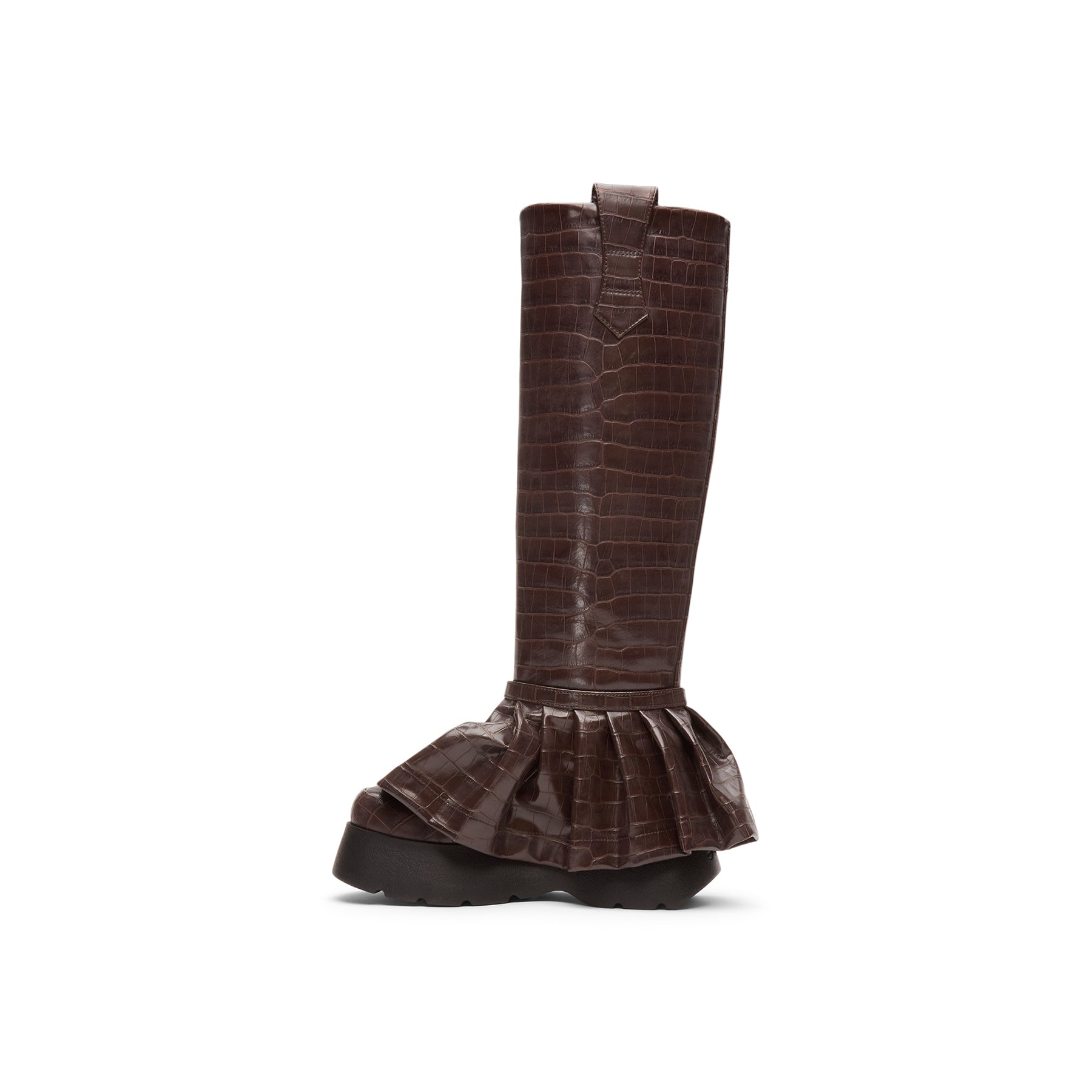 ganni-kat-high-boot-croco-chocolate-fondant  Footwear