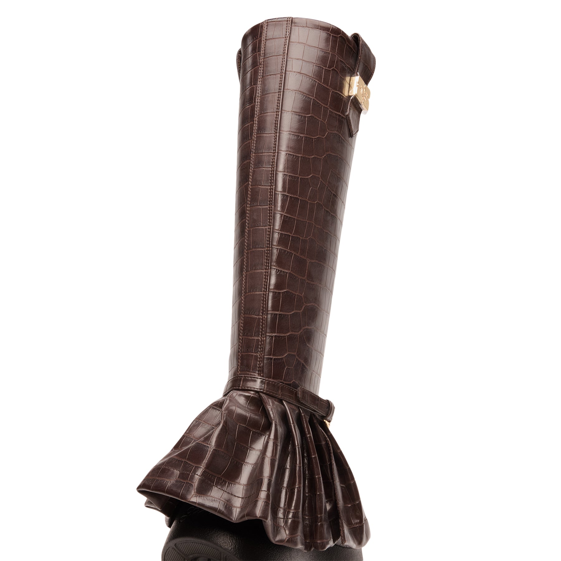 ganni-kat-high-boot-croco-chocolate-fondant  Footwear