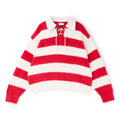 3.Paradis Fluffy Knit LS Polo (Redwhite) Top