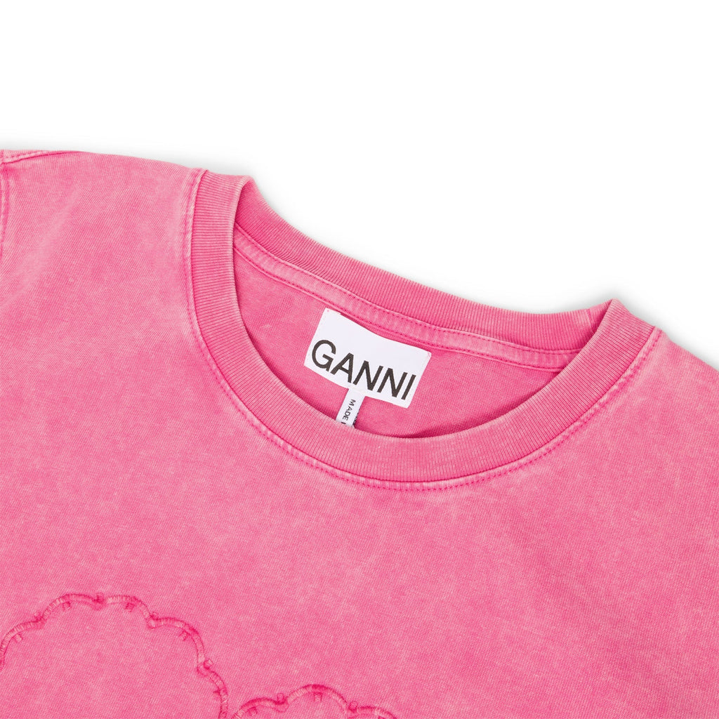 GANNI Heavy Cotton Heart T-shirt (Hot Pink) Top