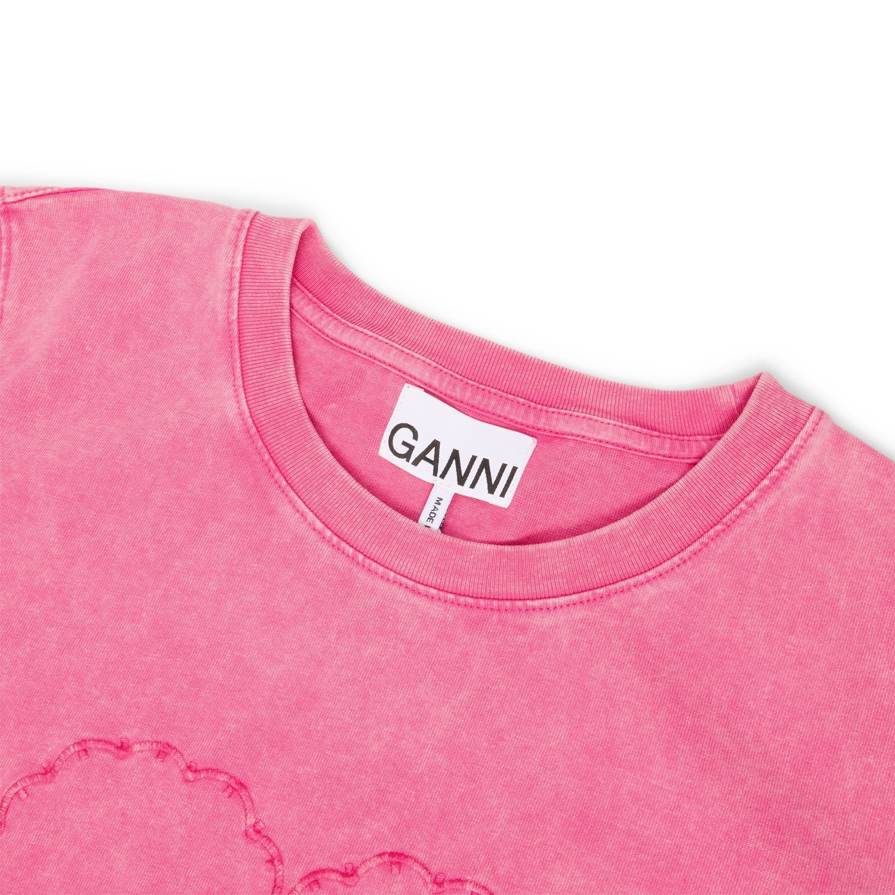 GANNI Heavy Cotton Heart T-shirt (Hot Pink) Top