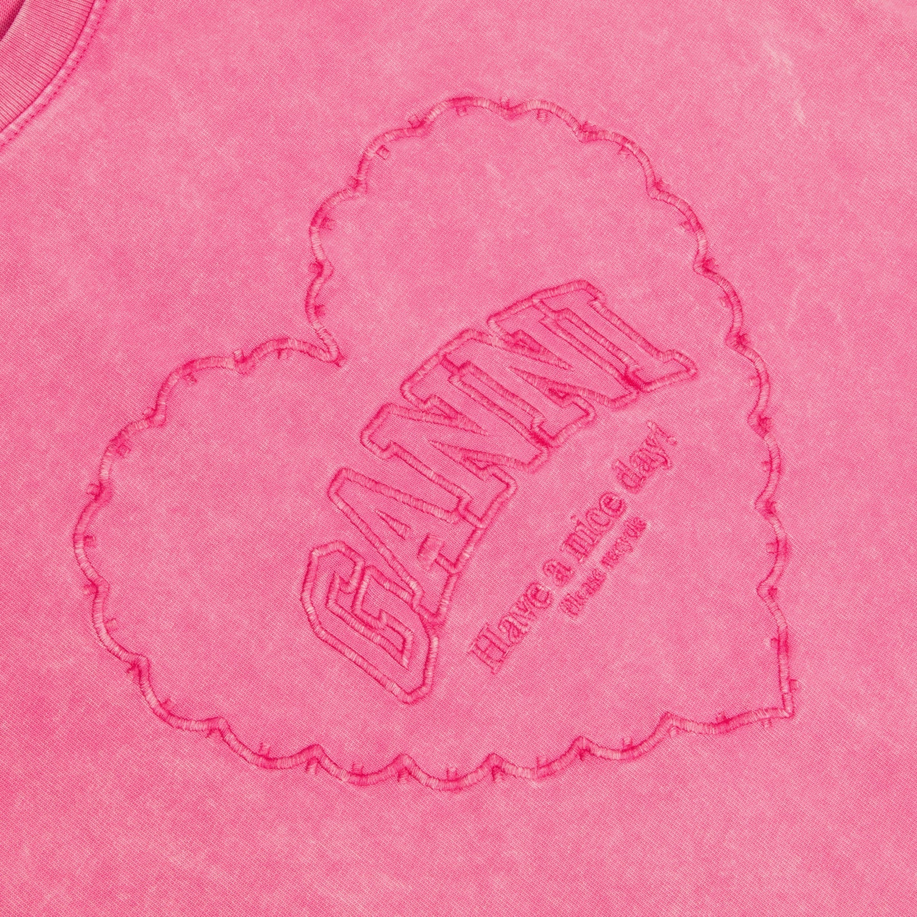 GANNI Heavy Cotton Heart T-shirt (Hot Pink) Top