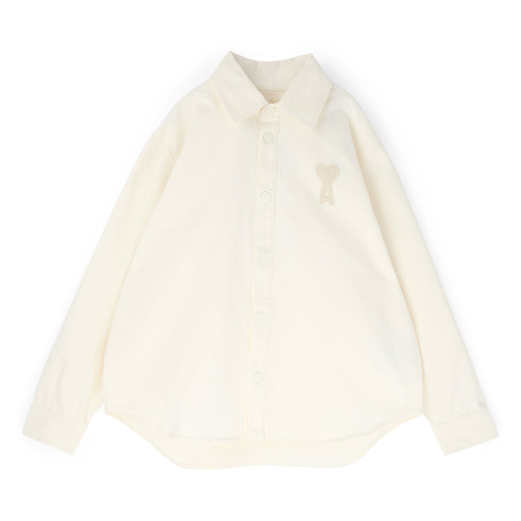 AMI Overshirt With Knitted AMI De Coeur (Blanc creme) Top