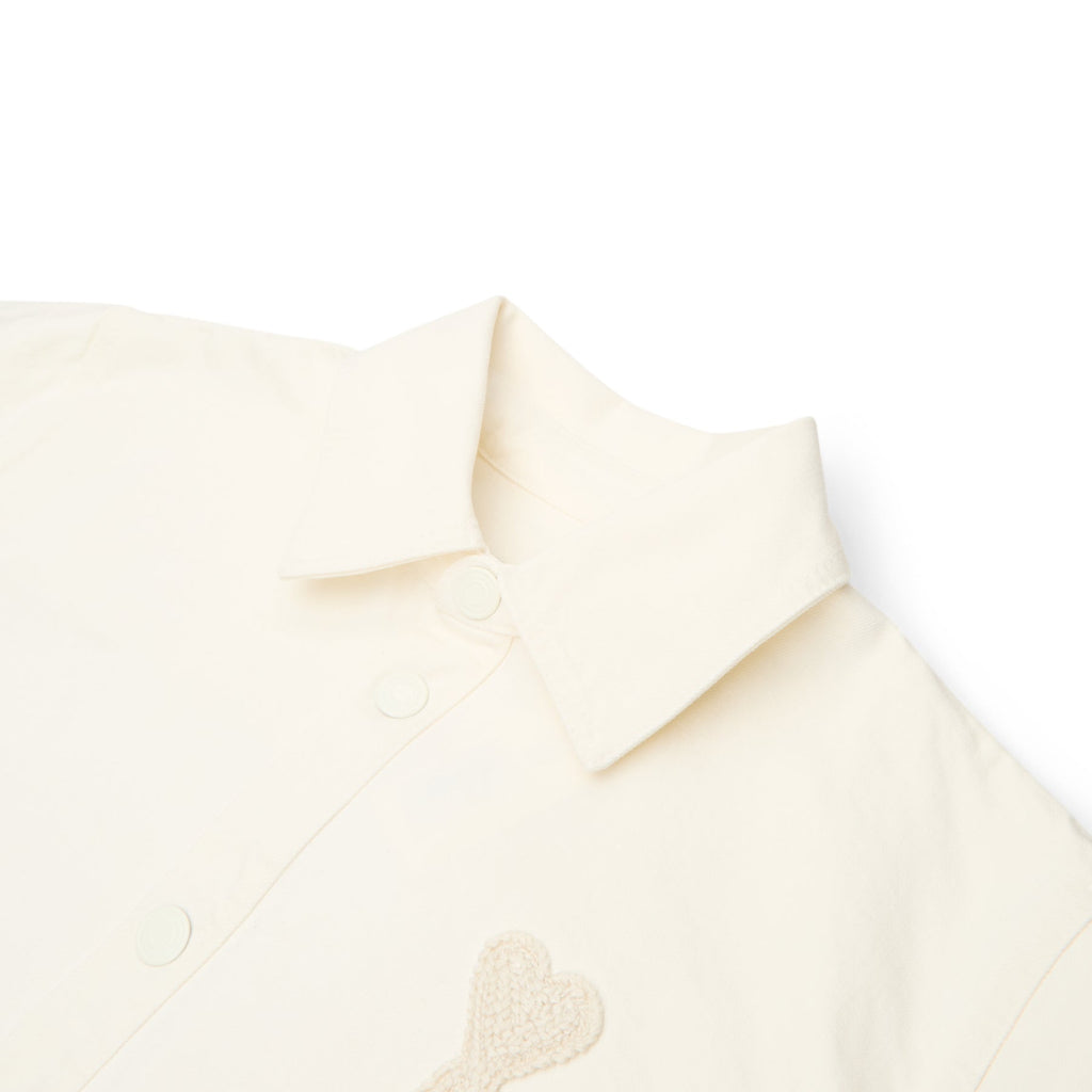 AMI Overshirt With Knitted AMI De Coeur (Blanc creme) Top