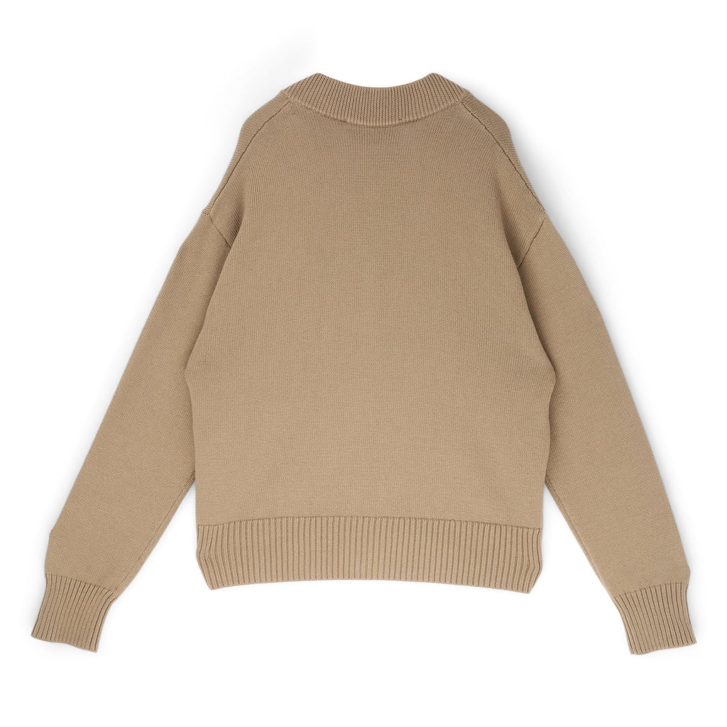 AMI Cardigan With Contrasted AMI De Coeur (Beige taupe/Ecru) Top