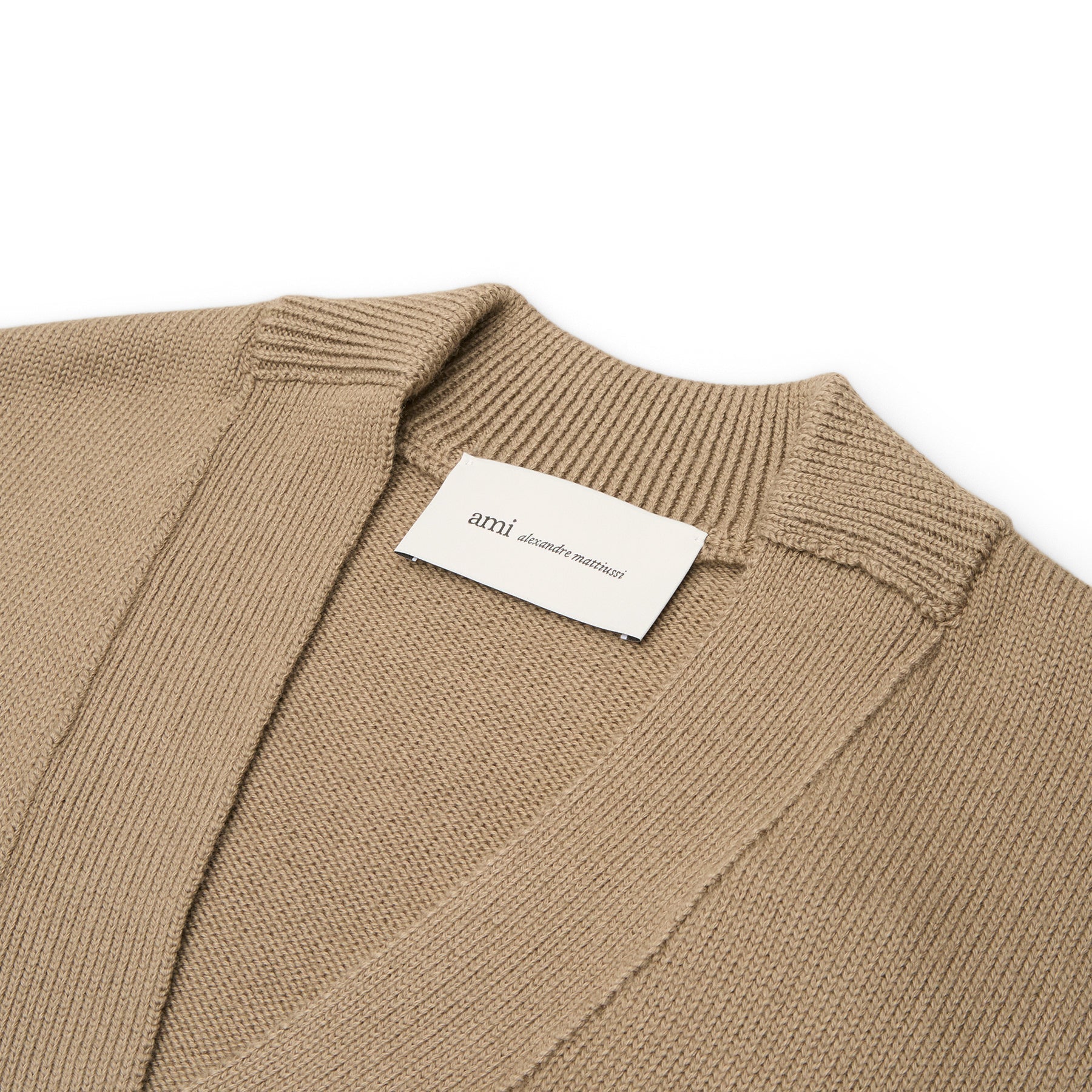 AMI Cardigan With Contrasted AMI De Coeur (Beige taupe/Ecru) Top