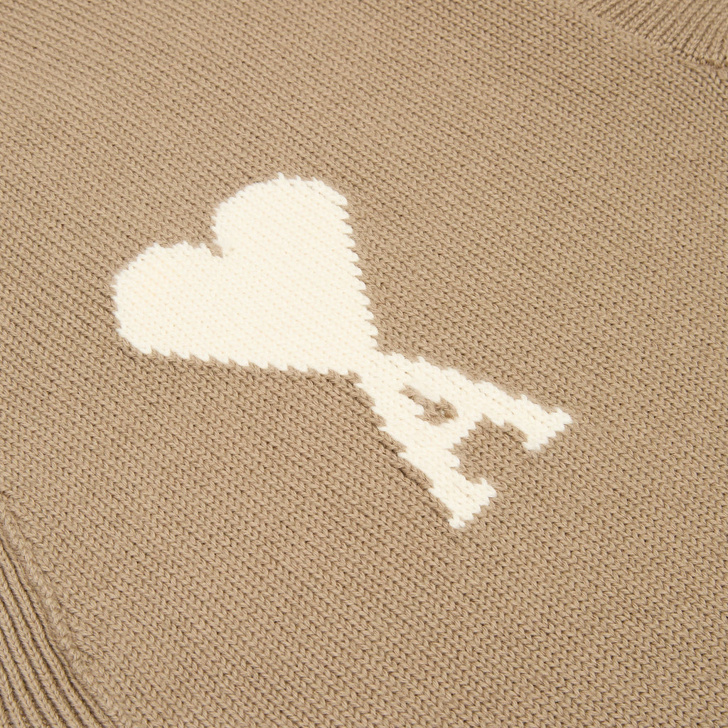 AMI Cardigan With Contrasted AMI De Coeur (Beige taupe/Ecru) Top