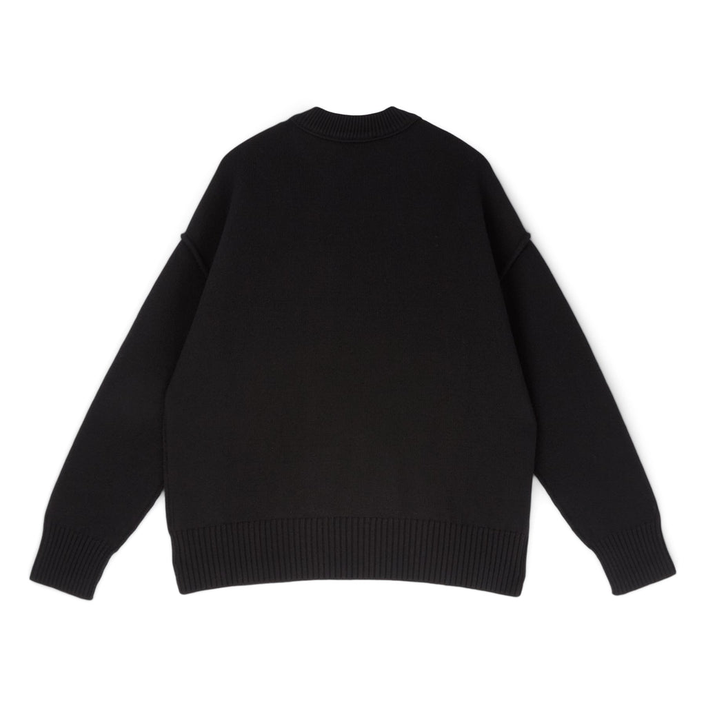 AMI Crewneck Sweater With Contrasted AMI De Coeur (Noir/Rouge) Top