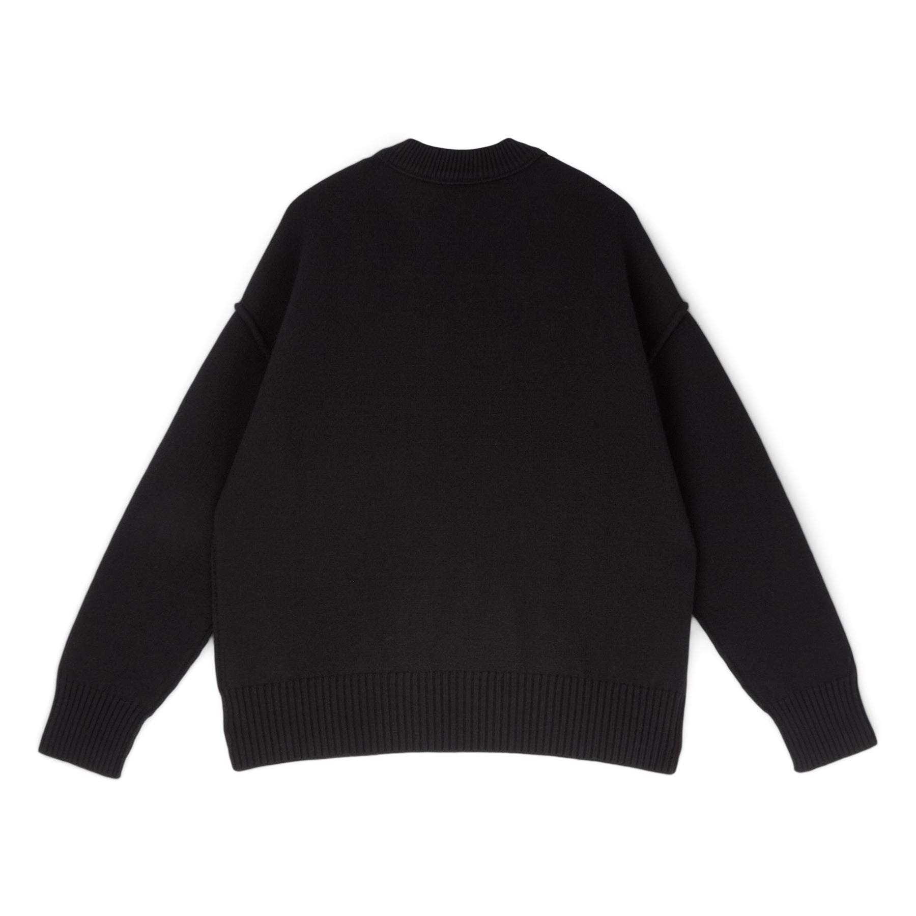 AMI Crewneck Sweater With Contrasted AMI De Coeur (Noir/Rouge) Top