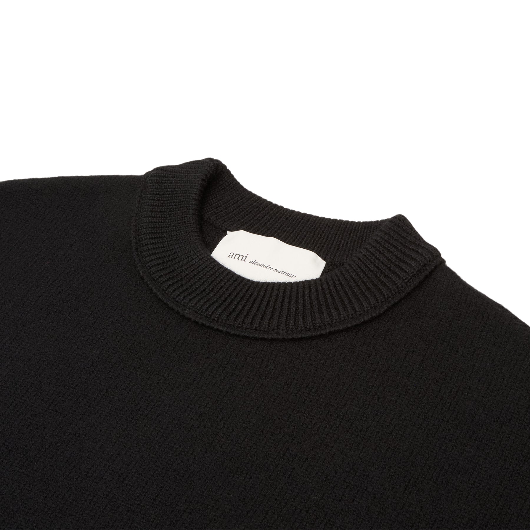 AMI Crewneck Sweater With Contrasted AMI De Coeur (Noir/Rouge) Top