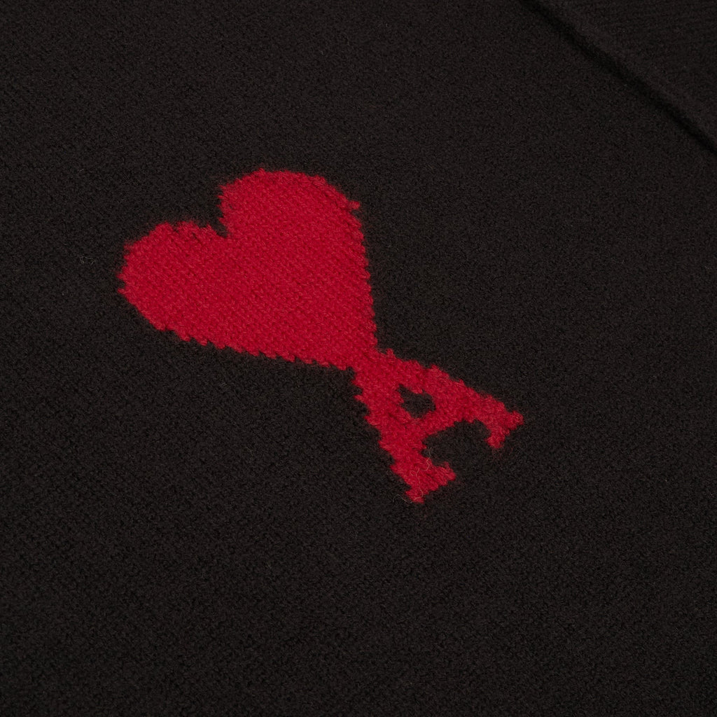 AMI Crewneck Sweater With Contrasted AMI De Coeur (Noir/Rouge) Top